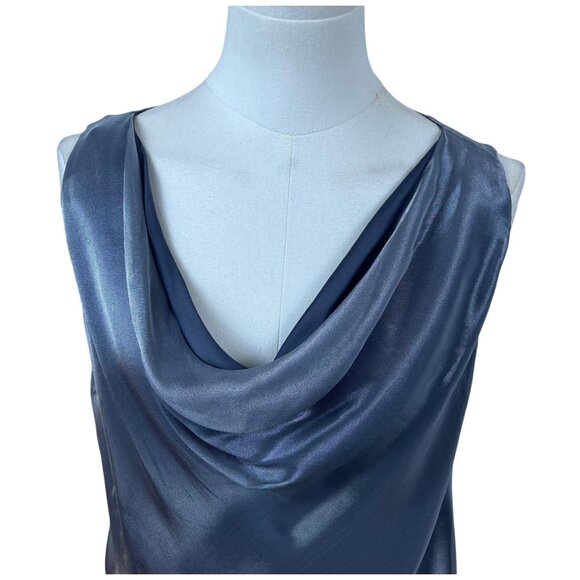 Dusan Womens Gray 100% Silk Sleeveless Draped Neck Blouse Size L - Picture 4 of 6